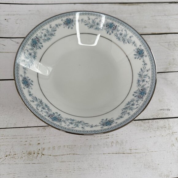 Noritake Fine China Blue Hill Soup Cereal Bowls Silver Trimmed Edge Lot of 2 - Picture 6 of 16